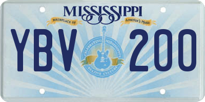 MS license plate YBV200