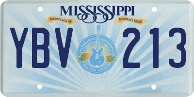 MS license plate YBV213