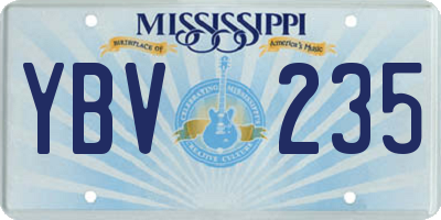MS license plate YBV235