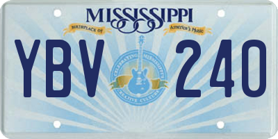 MS license plate YBV240