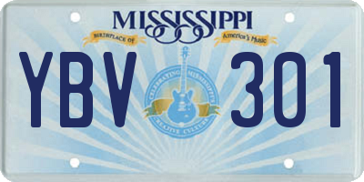 MS license plate YBV301
