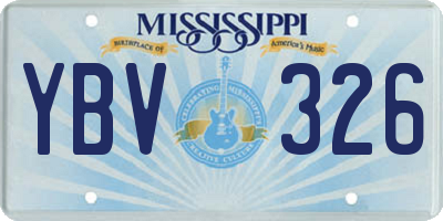MS license plate YBV326