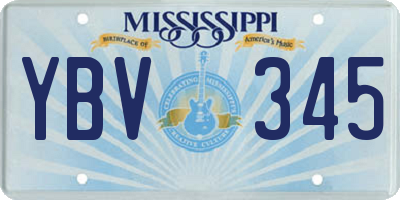 MS license plate YBV345