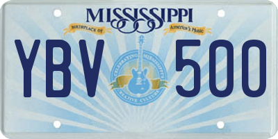 MS license plate YBV500