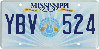 MS license plate YBV524