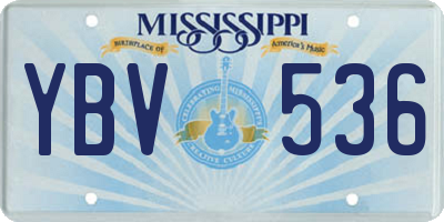 MS license plate YBV536