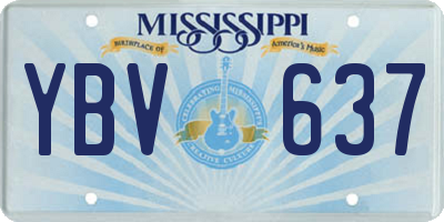MS license plate YBV637