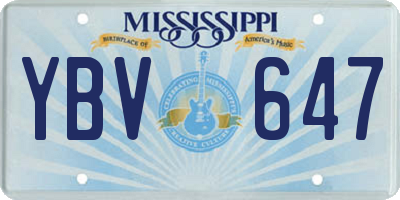 MS license plate YBV647