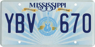 MS license plate YBV670