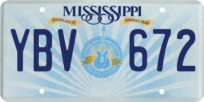 MS license plate YBV672
