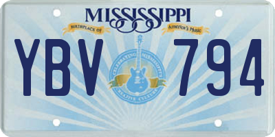 MS license plate YBV794