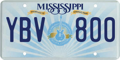 MS license plate YBV800