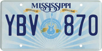 MS license plate YBV870