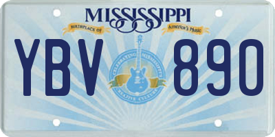 MS license plate YBV890
