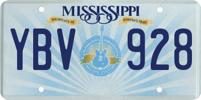 MS license plate YBV928