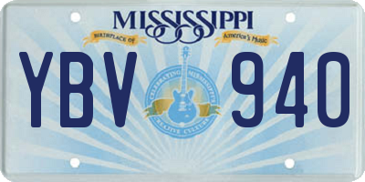 MS license plate YBV940