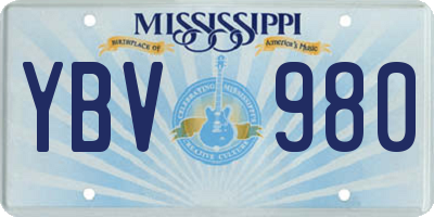 MS license plate YBV980