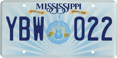 MS license plate YBW022