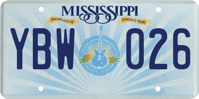 MS license plate YBW026