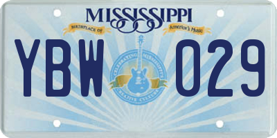 MS license plate YBW029