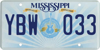MS license plate YBW033