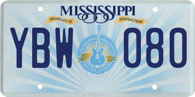 MS license plate YBW080