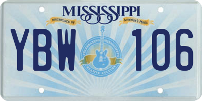 MS license plate YBW106