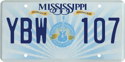 MS license plate YBW107