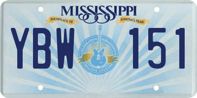 MS license plate YBW151