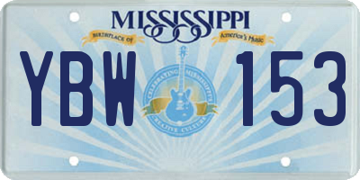 MS license plate YBW153