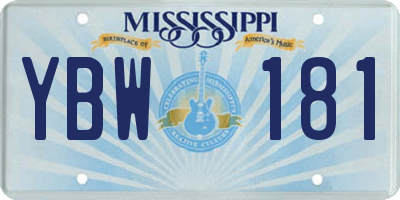 MS license plate YBW181