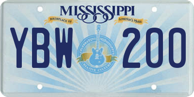MS license plate YBW200