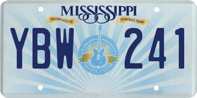 MS license plate YBW241
