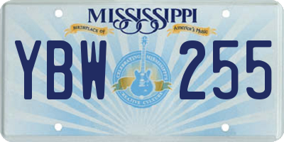 MS license plate YBW255