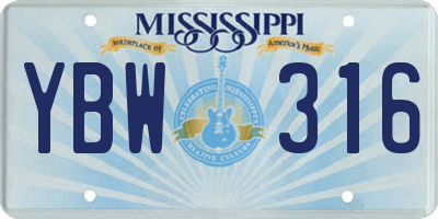 MS license plate YBW316