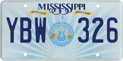 MS license plate YBW326