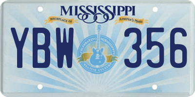 MS license plate YBW356