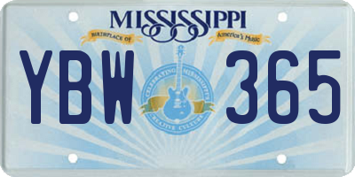 MS license plate YBW365