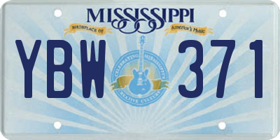 MS license plate YBW371