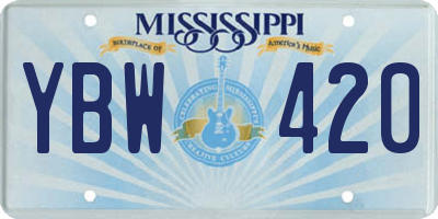 MS license plate YBW420