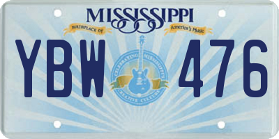 MS license plate YBW476