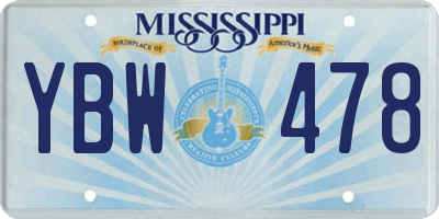 MS license plate YBW478
