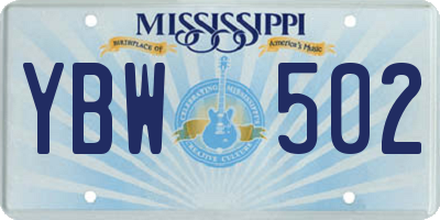 MS license plate YBW502