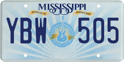 MS license plate YBW505