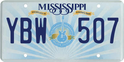 MS license plate YBW507