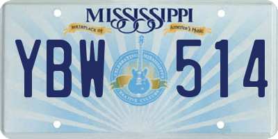 MS license plate YBW514