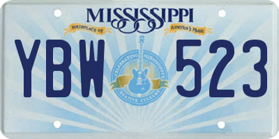 MS license plate YBW523