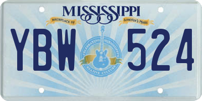 MS license plate YBW524