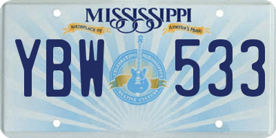 MS license plate YBW533