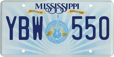 MS license plate YBW550